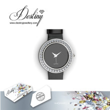 Destino joyería cristal de Swarovski cuero elegante reloj